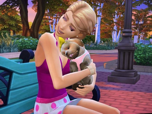 Hannah McCoy Sims 4 Sim Life Chronicles with the dog Buttercup