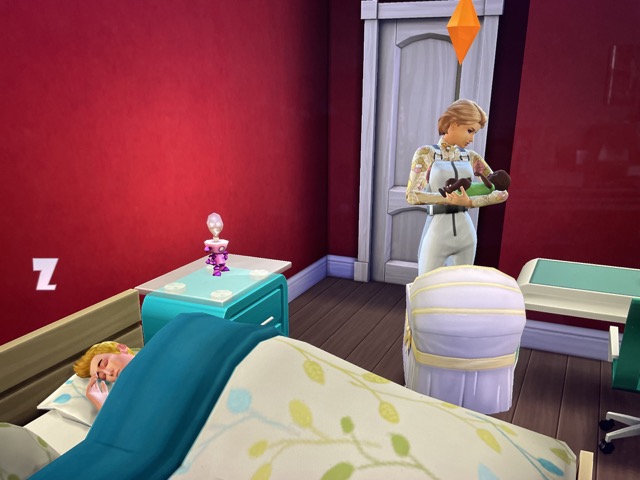 Hannah McCoy helps Travis Scott take care of newborn baby Sims 4