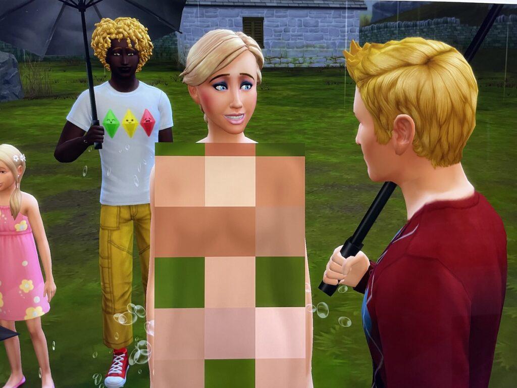 Summer Holiday appears naked next to Travis Scott in The Sims 4