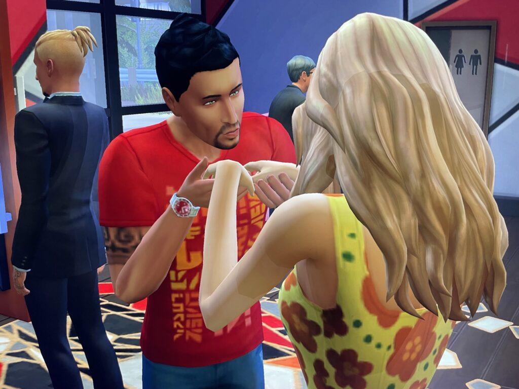 Don Lothario tries to make another pass at Hannah McCoy in the Sims 4