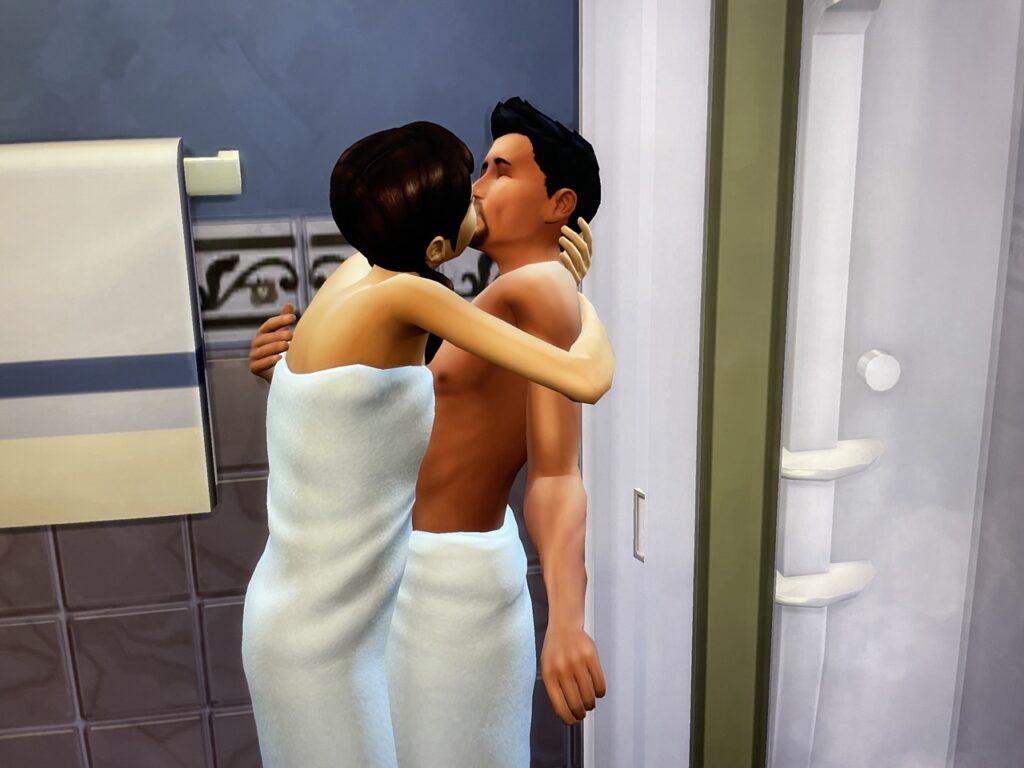 Don Lothario and Liberty Lee have shower woohoo Sims 4