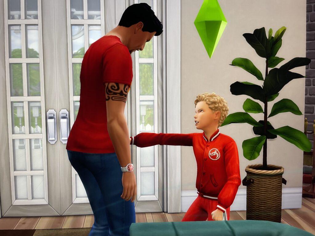 Caiden Scott threatens Don Lothario in The Sims 4