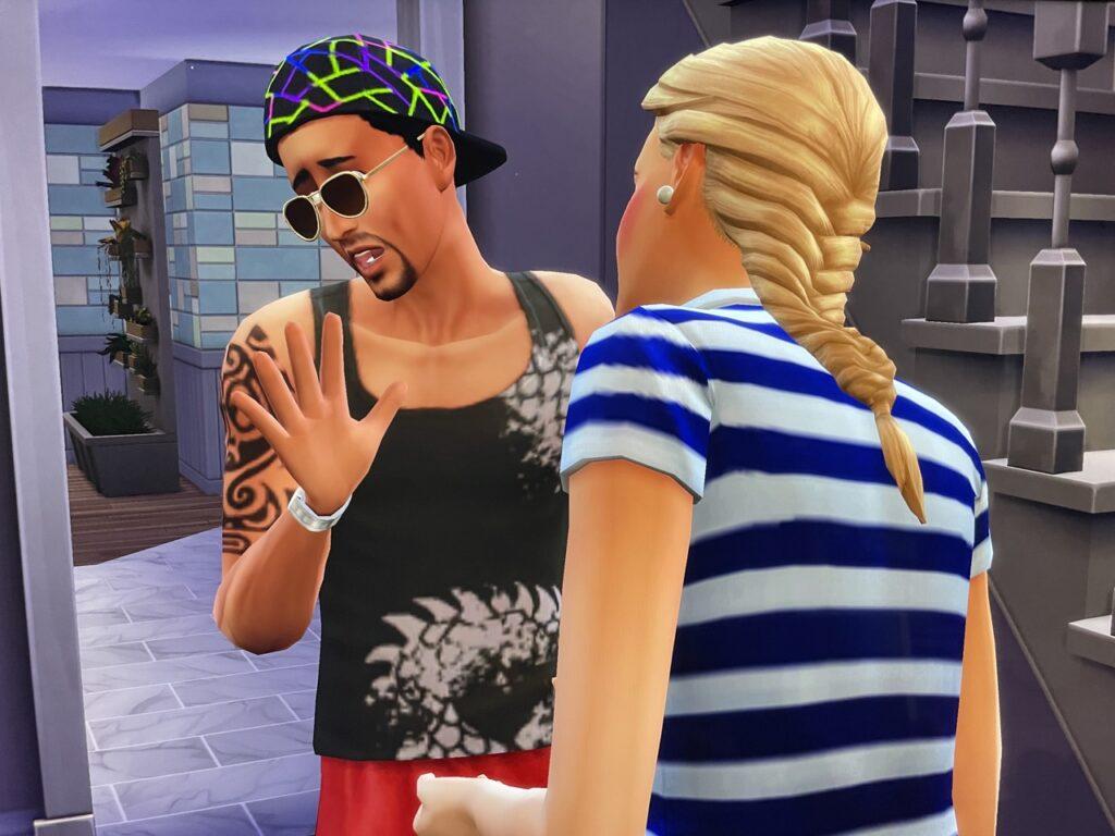 Summer Holiday tries to hit on Don Lothario in The Sims 4
