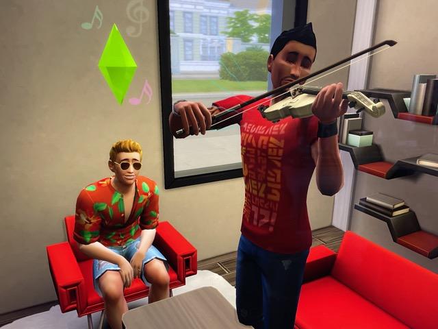 Don Lothario plays violin for Travis Scott in Sims 4